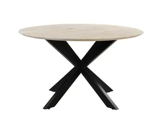 Vergadertafel Harper 130cm Rond Mango Naturel Spinpoot Zwart - 2