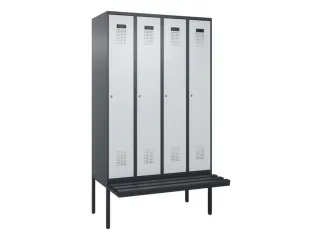 locker met bank,voor scheiding van kleding,HxBxD 2120x1200x815mm,4vak - 2