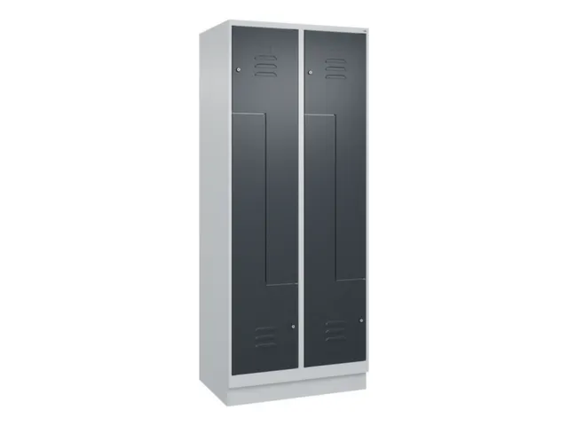 Z-garderobekast,HxBxD 1950x800x500mm,vak B 200/400mm,cil.-slot,sokkel
