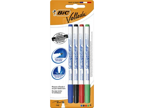 Viltstift Bic Velleda 1721 whiteboard rond fijn assorti 4 Stuks