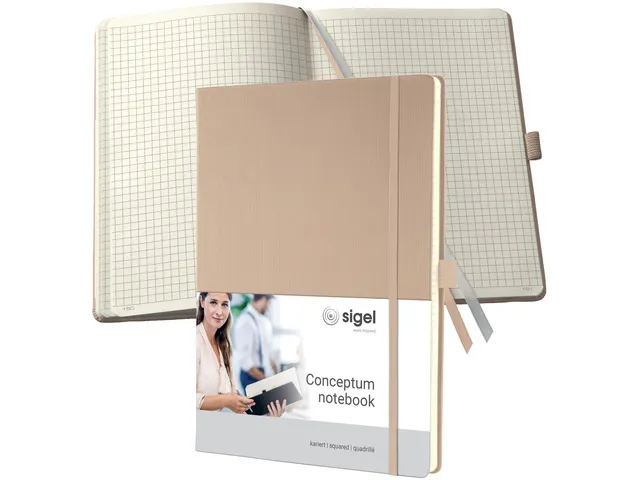 Notitieboek Conceptum A4 Beige 5mm ruit hardcover. Genummerde pagina's