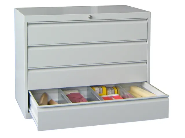 ladekast HxBxD 800x1023x600mm 4laden slot RAL7035 front RAL7035