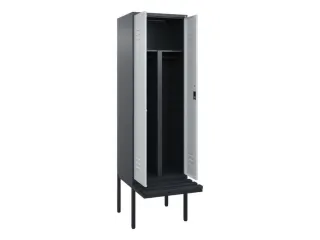 PBM-locker met bank,HxBxD 2120x600x815mm,2vak,vak B 300mm,cil.-slot - 2