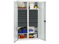 Materiaalkast 1800x1000x500mm 4legborden Uitschuifbaar 12laden Grijs