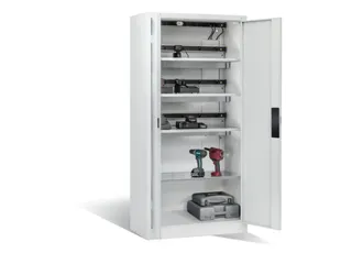 acculaadkast 1950x930x500mm 15stekkerdozen 230V ventilator fr. RAL7035 - 2