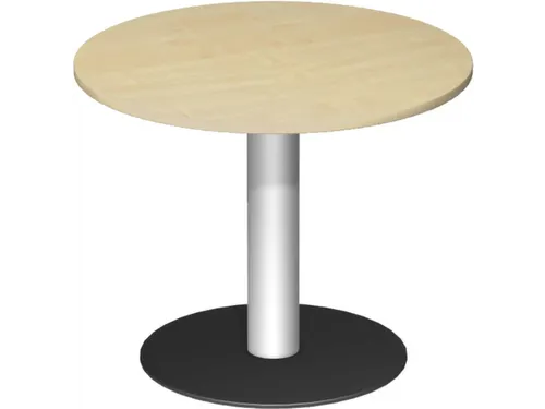 vergadertafel,HxØ 720x900mm,rond,schotelvoet RAL9006,blad esdoorn