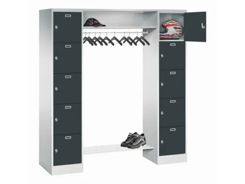personeelsgarderobe draaigr. 1950x1700x500mm 2x5 vakken 400mm RAL7016