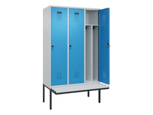locker met bank,voor scheiding van kleding,HxBxD 2120x1200x815mm,3vak