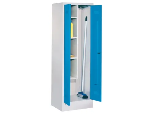 Schoonmaakkast HxBxD 1850x600x500mm Klink Sokkel RAL7035 Front RAL3000