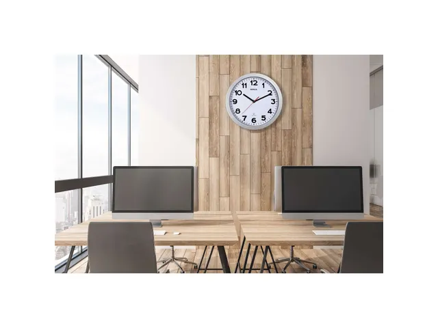 Wandklok MAUL Step RC Ø40x5cm zilver kunststof frame incl.batterij