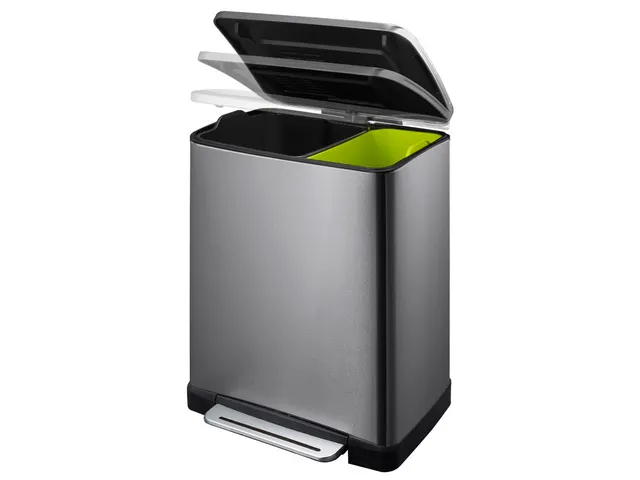 E-Cube recycling pedaalemmer 28+18 Liter Zwart Staal