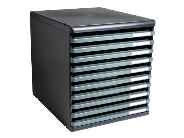 Module de classement Modulo Ecoblack 10 tiroirs ouverts - Gris foncé