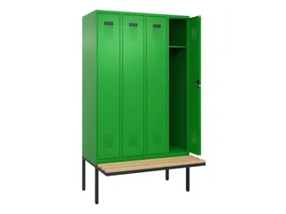 locker met bank,HxBxD 2120x1200x815mm,4vak,vak B 300mm,cilinderslot - 1