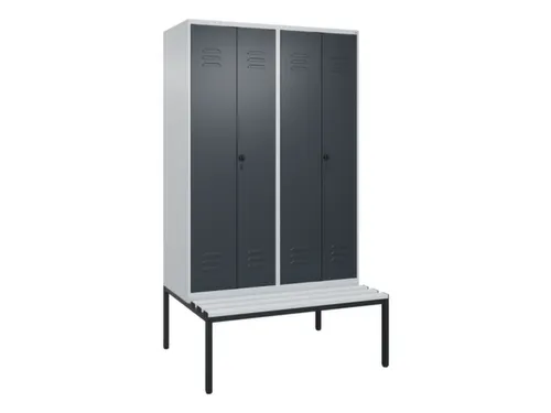 PBM-locker met bank,HxBxD 2120x1200x815mm,4vak,vak B 300mm