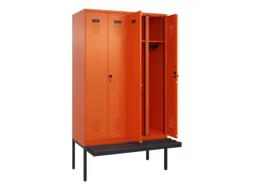 locker met bank,voor scheiding van kleding,HxBxD 2120x1200x815mm,4vak