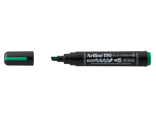 Permanent marker Artline 190 Eco schuin 2-5mm groen Dry Safe