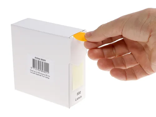 Etiketten Op Rol 25mm Fluor Oranje Met Dispenser 500 Stuks