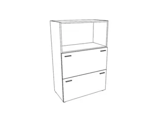Hangmappenkast Hxbxd 1310x860x450mm 3 Oh Wit Front Noten 2 Laden - 1