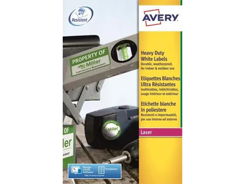 Weerbestendige etiketten Avery 63.5x38.1mm Polyester Wit 420 Stuks