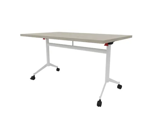 klaptafel,HxBxD 750x1400x800mm,hoekig,T-voet wit,ovale buis,blad beton