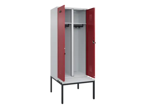 locker met bank,voor scheiding van kleding,HxBxD 2120x800x815mm,2vak