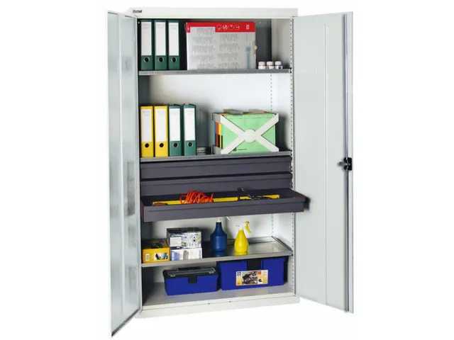 Gereedschapskast 1800x1000x500mm 3legborden 3laden Ral7035