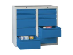 ladekast HxBxD 900x1000x500mm 10laden RAL7035 front RAL5012