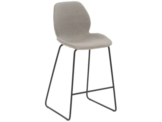 Barkruk mySOLO Sledeframe Zwart met Zitting stof Grijs gemêleerd