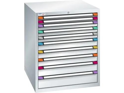 ladekast HxBxD 1000x805x695mm 10laden RAL7035 front RAL7035
