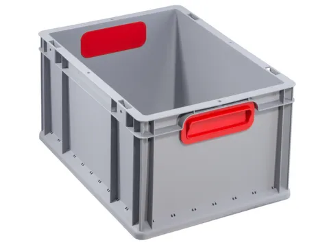 Euronorm-Stapelbak 400x300mm 220mm H Pp Wand/Bodem Gesloten Grijs/Rood