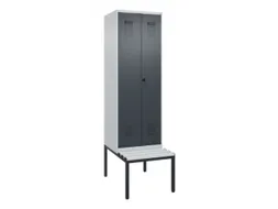 PBM-locker met bank,HxBxD 2120x600x815mm,2vak,vak B 300mm,draaigrendel