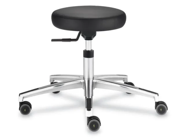 Kruk Esd 450-620mm Gasveer Voetkruis Aluminium Kunstleer Zwart Wielen