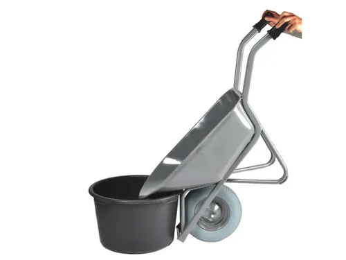 bouwkruiwagen,80l,HxBxD 620x590x1450mm,stalen buis,grijs,PU-banden