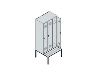 locker met bank,HxBxD 2120x900x815mm,3vak,vak B 300mm,cil.-slot - 3