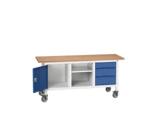 werkbank,HxBxD 830x1750x600mm,multiplexblad,uitrusting: 3laden,kast - 1
