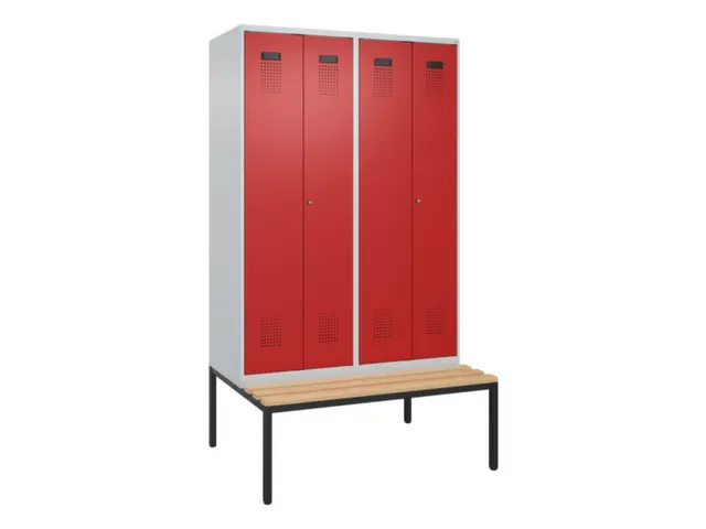 locker met bank,voor scheiding van kleding,HxBxD 2120x1200x815mm,4vak