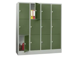lockerkast,HxBxD 1850x1600x500mm,4x3vakken,RAL7035,front RAL6011 - 2