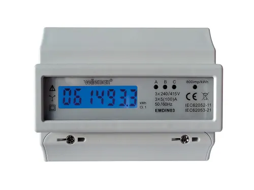 Driefasige KWH-Meter Voor DIN-Rail Montage - 7Modules - Professioneel