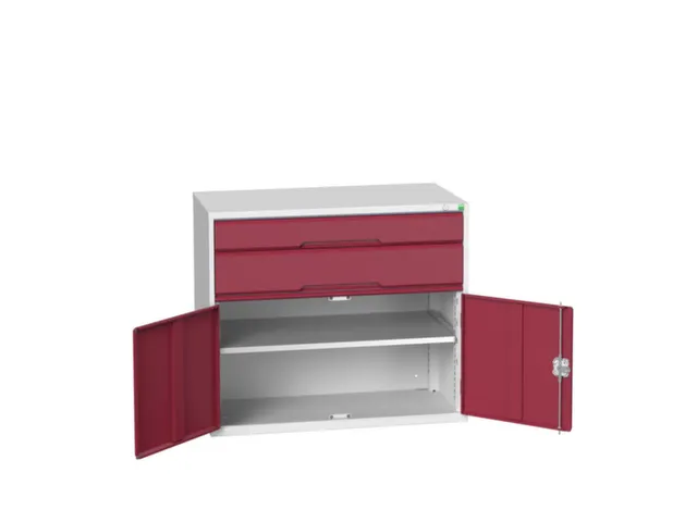 ladekast HxBxD 900x1050x550mm 2laden 2deuren RAL7035 front RAL3004