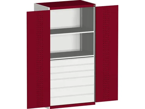 systeemkast 2000x1050x650mm 2xStalen bodem 6laden Ral7035 Ral3004