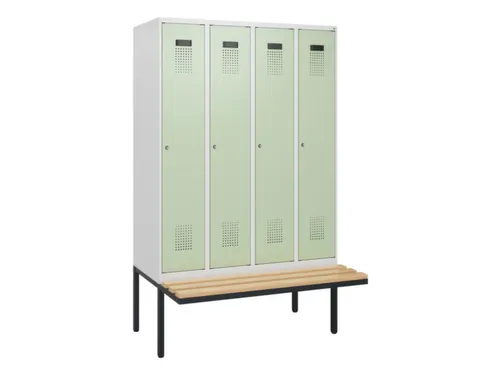 locker met bank,HxBxD 1950x1200x815mm,4vak,vak B 300mm,cilinderslot