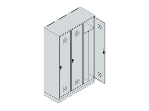 locker voor scheiding van kleding,HxBxD 1950x1200x500mm,3vak