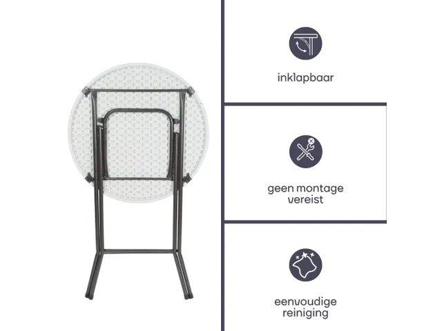 Opvouwbare Statafel Rond Ø 80x110cm Wit