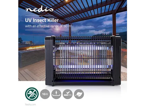 Insectenlamp Nedis electrisch 2x8watt 50M2 zwart