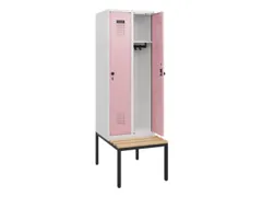 locker met bank,HxBxD 1950x600x815mm,2vak,vak B 300mm,draaigrendel