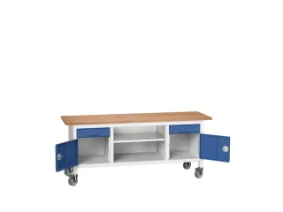 werkbank,HxBxD 830x2000x600mm,multiplexblad,uitrusting: 2laden,2kasten - 1
