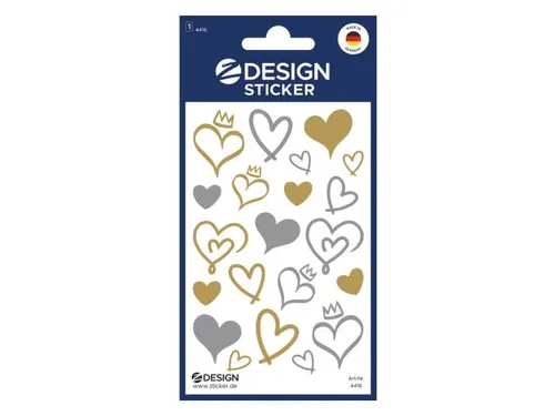 Foliesticker Z-design Gouden/ zilveren hartjes, pakje à 1 vel