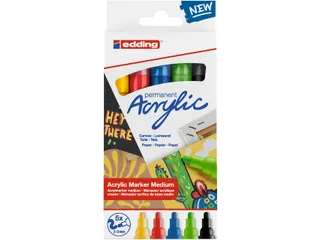 Acrylmarker edding e-5100 medium set van 5 kleuren basis - 1