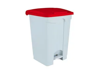 Contitop,afvalbak met pedaal 45L wit/rood/VE:3 - 1