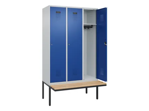 locker met bank,HxBxD 2120x1200x815mm,3vak,vak B 400mm,cilinderslot